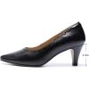 imageMona flying Womens Leather Pointed Toe Dress Pumps Comfort High Heels Office Work Shoes for LadiesPure Black