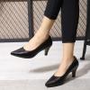 imageMona flying Womens Leather Pointed Toe Dress Pumps Comfort High Heels Office Work Shoes for LadiesPure Black