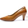 imageMona flying Womens Leather Pointed Toe Dress Pumps Comfort High Heels Office Work Shoes for LadiesUmber