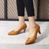 imageMona flying Womens Leather Pointed Toe Dress Pumps Comfort High Heels Office Work Shoes for LadiesUmber