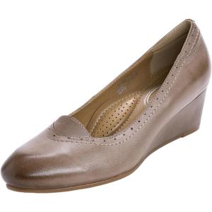 imageMona flying Womens Leather Closed Toe 2 Inch Mid Wedges Heels with Arch Support Round Toe Comfortable Dress Pumps for Women LadiesLight Coffee