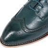 imageMona flying Casual Wing Tip Oxfords Brogue for Women Ladies Handmade Lace up Leather Derby ShoesBlackGreen