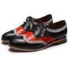 imageMona flying Casual Wing Tip Oxfords Brogue for Women Ladies Handmade Lace up Leather Derby ShoesBlackrecocoo Red