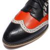 imageMona flying Casual Wing Tip Oxfords Brogue for Women Ladies Handmade Lace up Leather Derby ShoesBlackrecocoo Red