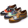 imageMona flying Casual Wing Tip Oxfords Brogue for Women Ladies Handmade Lace up Leather Derby ShoesBlackrecocoo Red