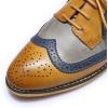 imageMona flying Casual Wing Tip Oxfords Brogue for Women Ladies Handmade Lace up Leather Derby ShoesBrowngrey