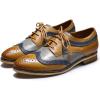 imageMona flying Casual Wing Tip Oxfords Brogue for Women Ladies Handmade Lace up Leather Derby ShoesBrowngrey