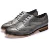 imageMona flying Casual Wing Tip Oxfords Brogue for Women Ladies Handmade Lace up Leather Derby ShoesGrey