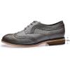 imageMona flying Casual Wing Tip Oxfords Brogue for Women Ladies Handmade Lace up Leather Derby ShoesGrey