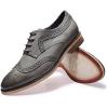 imageMona flying Casual Wing Tip Oxfords Brogue for Women Ladies Handmade Lace up Leather Derby ShoesGrey
