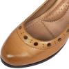 imageMona flying Womens Leather Closed Round Toe 3 inch Chunky High Heel Pumps Office Work Dress Shoes for LadiesTan