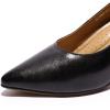 imageMona flying Womens Leather Comfort Closed Pointed Toe Pumps Womens High Heels Work Office Dress Shoes for LadiesBlack