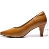 imageMona flying Womens Leather Comfort Closed Pointed Toe Pumps Womens High Heels Work Office Dress Shoes for LadiesBrown