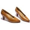 imageMona flying Womens Leather Comfort Closed Pointed Toe Pumps Womens High Heels Work Office Dress Shoes for LadiesBrown