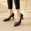 imageMona flying Womens Leather Comfort Closed Pointed Toe Pumps Womens High Heels Work Office Dress Shoes for LadiesDark Black