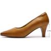 imageMona flying Womens Leather Comfort Closed Pointed Toe Pumps Womens High Heels Work Office Dress Shoes for LadiesUmber