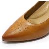 imageMona flying Womens Leather Comfort Closed Pointed Toe Pumps Womens High Heels Work Office Dress Shoes for LadiesUmber