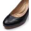 imageMona flying Womens Vintage Leather Pump Chunky Heel Round Toe Office Dress Shoes for LadiesBlack