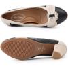imageMona flying Womens Vintage Leather Pump Chunky Heel Round Toe Office Dress Shoes for LadiesBlack Offwhite