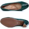 imageMona flying Womens Vintage Leather Pump Chunky Heel Round Toe Office Dress Shoes for LadiesBlackish Green