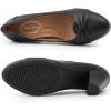 imageMona flying Womens Vintage Leather Pump Chunky Heel Round Toe Office Dress Shoes for LadiesDark Black