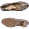 imageMona flying Womens Vintage Leather Pump Chunky Heel Round Toe Office Dress Shoes for LadiesLight Coffee