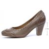 imageMona flying Womens Vintage Leather Pump Chunky Heel Round Toe Office Dress Shoes for LadiesLight Coffee
