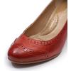 imageMona flying Womens Vintage Leather Pump Chunky Heel Round Toe Office Dress Shoes for LadiesRed