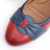 imageMona flying Womens Vintage Leather Pump Chunky Heel Round Toe Office Dress Shoes for LadiesRed Navy Blue
