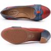 imageMona flying Womens Vintage Leather Pump Chunky Heel Round Toe Office Dress Shoes for LadiesRed Navy Blue