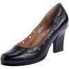 imageMona flying Womens Leather Closed Round Toe 3 inch Chunky High Heel Pumps Office Work Dress Shoes for LadiesBlackness