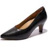 imageMona flying Womens Leather Comfort Closed Pointed Toe Pumps Womens High Heels Work Office Dress Shoes for LadiesBlack