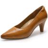 imageMona flying Womens Leather Comfort Closed Pointed Toe Pumps Womens High Heels Work Office Dress Shoes for LadiesBrown