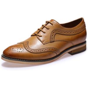 imageMona flying Casual Wing Tip Oxfords Brogue for Women Ladies Handmade Lace up Leather Derby ShoesBrown