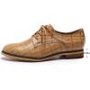 imageMona flying Womens Fashion Croc Embossed Oxfords Derby Laceup Leather Flat Shoes for LadiesBrown