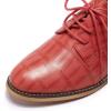 imageMona flying Womens Fashion Croc Embossed Oxfords Derby Laceup Leather Flat Shoes for LadiesDate Red