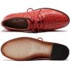 imageMona flying Womens Fashion Croc Embossed Oxfords Derby Laceup Leather Flat Shoes for LadiesDate Red