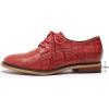 imageMona flying Womens Fashion Croc Embossed Oxfords Derby Laceup Leather Flat Shoes for LadiesDate Red