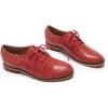 imageMona flying Womens Fashion Croc Embossed Oxfords Derby Laceup Leather Flat Shoes for LadiesDate Red