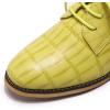 imageMona flying Womens Fashion Croc Embossed Oxfords Derby Laceup Leather Flat Shoes for LadiesLemon