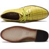 imageMona flying Womens Fashion Croc Embossed Oxfords Derby Laceup Leather Flat Shoes for LadiesLemon