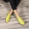 imageMona flying Womens Fashion Croc Embossed Oxfords Derby Laceup Leather Flat Shoes for LadiesLemon
