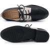 imageMona flying Womens Handmade Two Tone Dress Oxfords Saddle Derby Comfy Lace up Leather Shoes for LadiesBlack Offwhite
