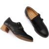 imageMona flying Womens Leather Chunky Heel Monk Strap Oxfords Wingtip Ladies Mid Heel Dress Loafers Pumps Shoes with BuckleBlack
