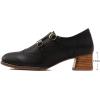 imageMona flying Womens Leather Chunky Heel Monk Strap Oxfords Wingtip Ladies Mid Heel Dress Loafers Pumps Shoes with BuckleBlack