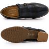 imageMona flying Womens Leather Chunky Heel Monk Strap Oxfords Wingtip Ladies Mid Heel Dress Loafers Pumps Shoes with BuckleBlue Black