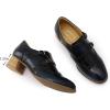imageMona flying Womens Leather Chunky Heel Monk Strap Oxfords Wingtip Ladies Mid Heel Dress Loafers Pumps Shoes with BuckleBlue Black
