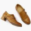 imageMona flying Womens Leather Chunky Heel Monk Strap Oxfords Wingtip Ladies Mid Heel Dress Loafers Pumps Shoes with BuckleBrown