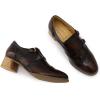 imageMona flying Womens Leather Chunky Heel Monk Strap Oxfords Wingtip Ladies Mid Heel Dress Loafers Pumps Shoes with BuckleWine Black