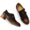 imageMona flying Womens Leather Chunky Heel Monk Strap Oxfords Wingtip Ladies Mid Heel Dress Loafers Pumps Shoes with BuckleYellow Black